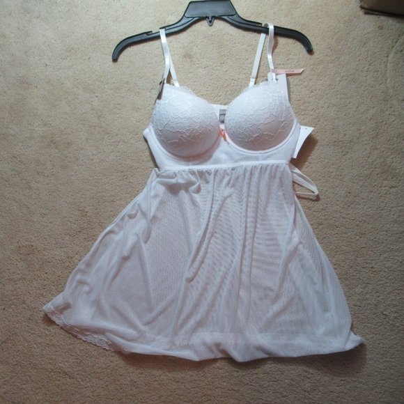 NWT push up babydoll  & panty white set L - Picture 4 of 16